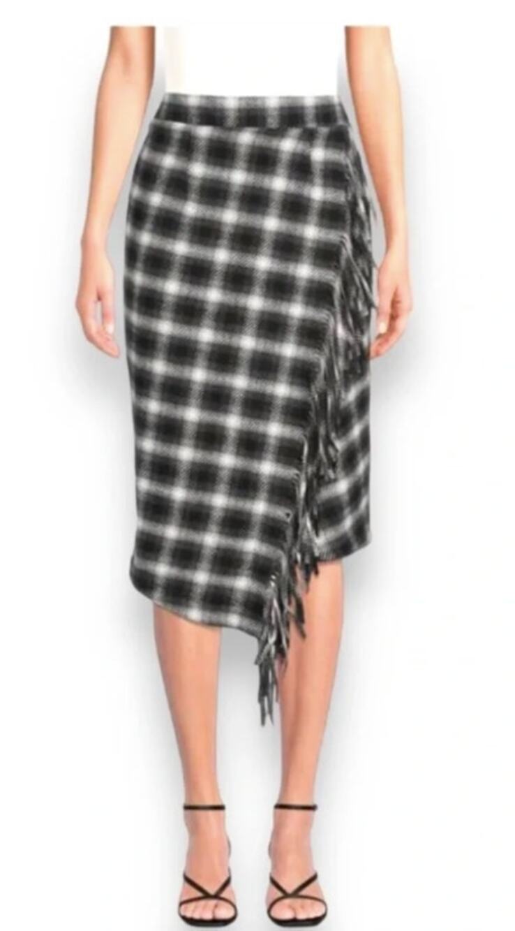 Time and Tru Black, White & Gray Fringe Skirt - XXL (20)